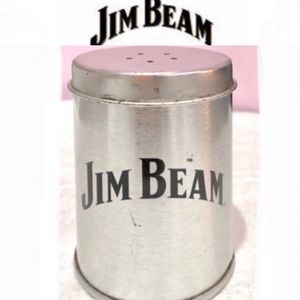 JIM BEAM silver tin salt OR pepper shaker size 4x2 preowned